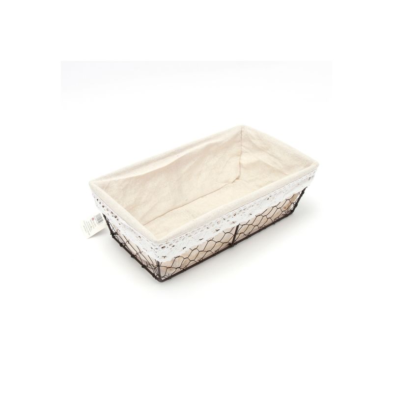 HOMEWELL - Panera de Rejilla Metal y Tela 31x17x10cm HOMEWELL