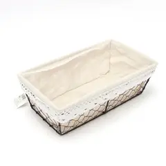 HOMEWELL - Panera de Rejilla Metal y Tela 31x17x10cm