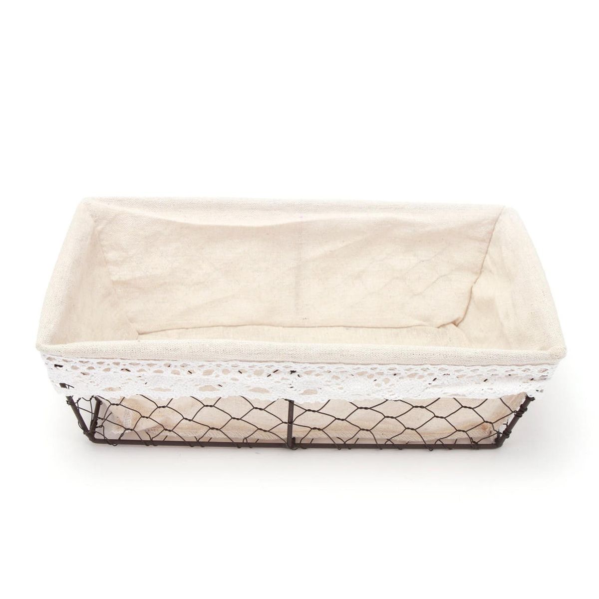 HOMEWELL - Panera de Rejilla Metal y Tela 31x17x10cm HOMEWELL