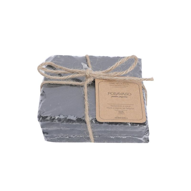 HOMEWELL - Posavasos piedra pizarra cuadrados 4pcs