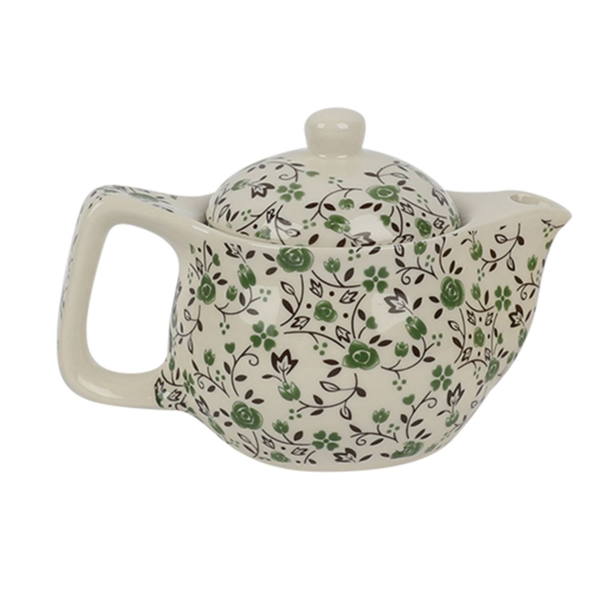 HOMEWELL - Tetera cerámica filtro infusor flores verdes 375ml