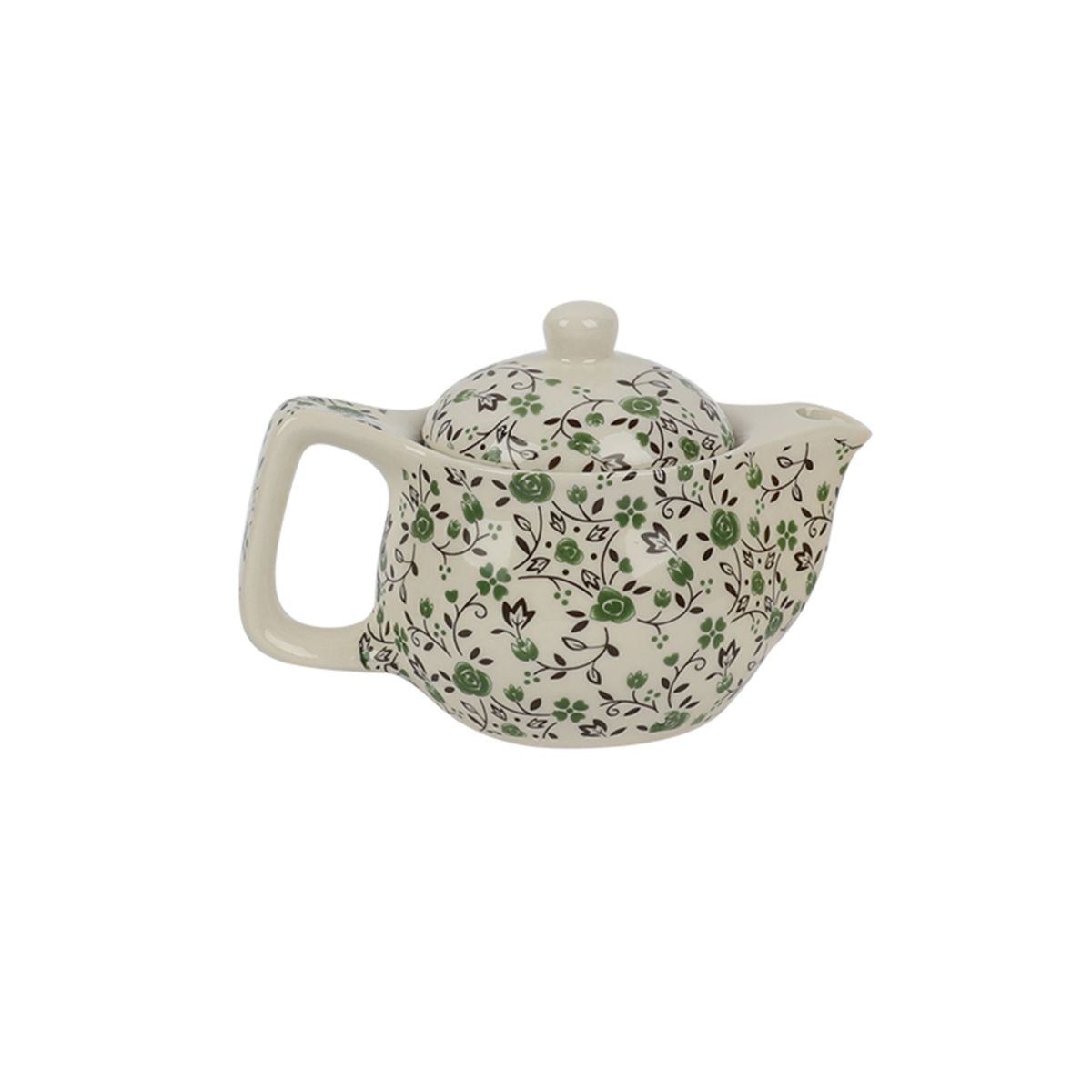 HOMEWELL - Tetera cerámica filtro infusor flores verdes 375ml