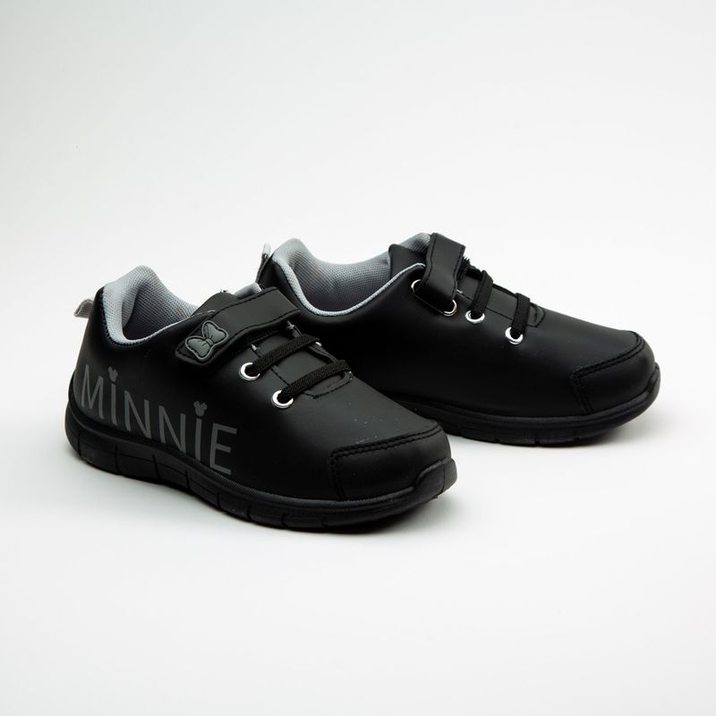 DISNEY - Zapatilla Escolar Niña Nombre Negro Minnie Disney
