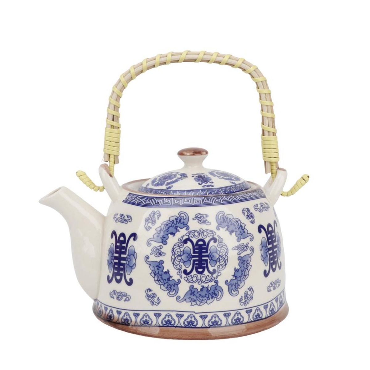 HOMEWELL - Tetera de loza diseño oriental mariposas 600ml