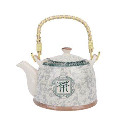 Homewell Tetera Loza Diseño Oriental Flores Verdes 600Ml