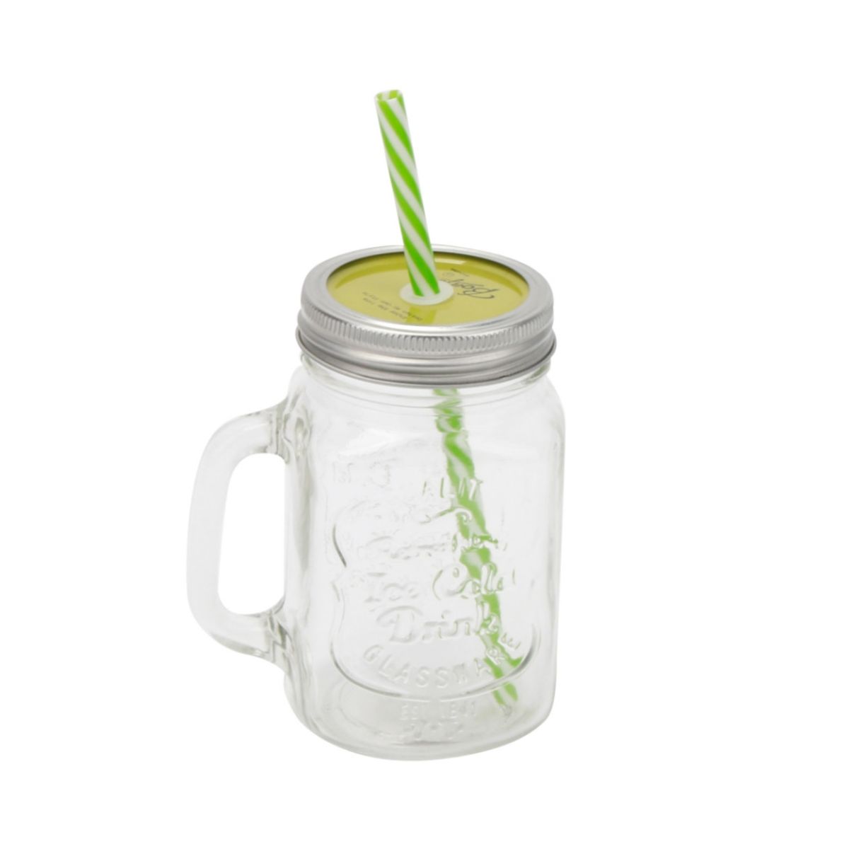 HOMEWELL - Frasco vaso vidrio tapa verde 13.2x7.8cm