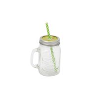 Frasco vaso vidrio tapa verde 13.2x7.8cm