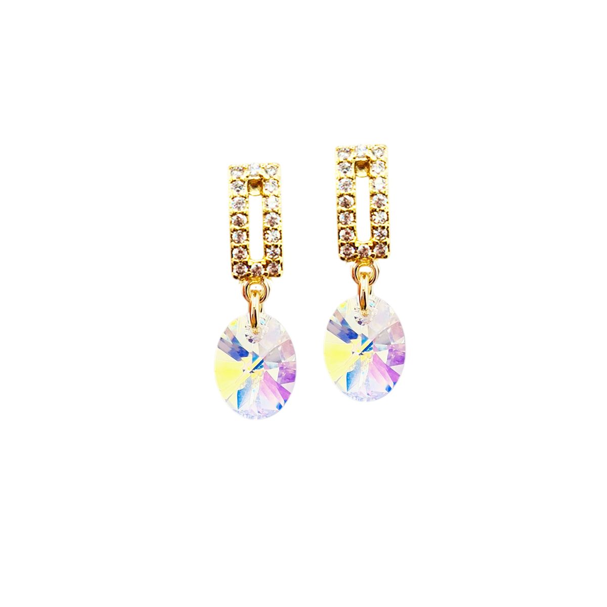 JOYAS MONTERO - Aros Praga Gold Baño Oro 24k creado cristales de Swarovski® Aurora Boreal