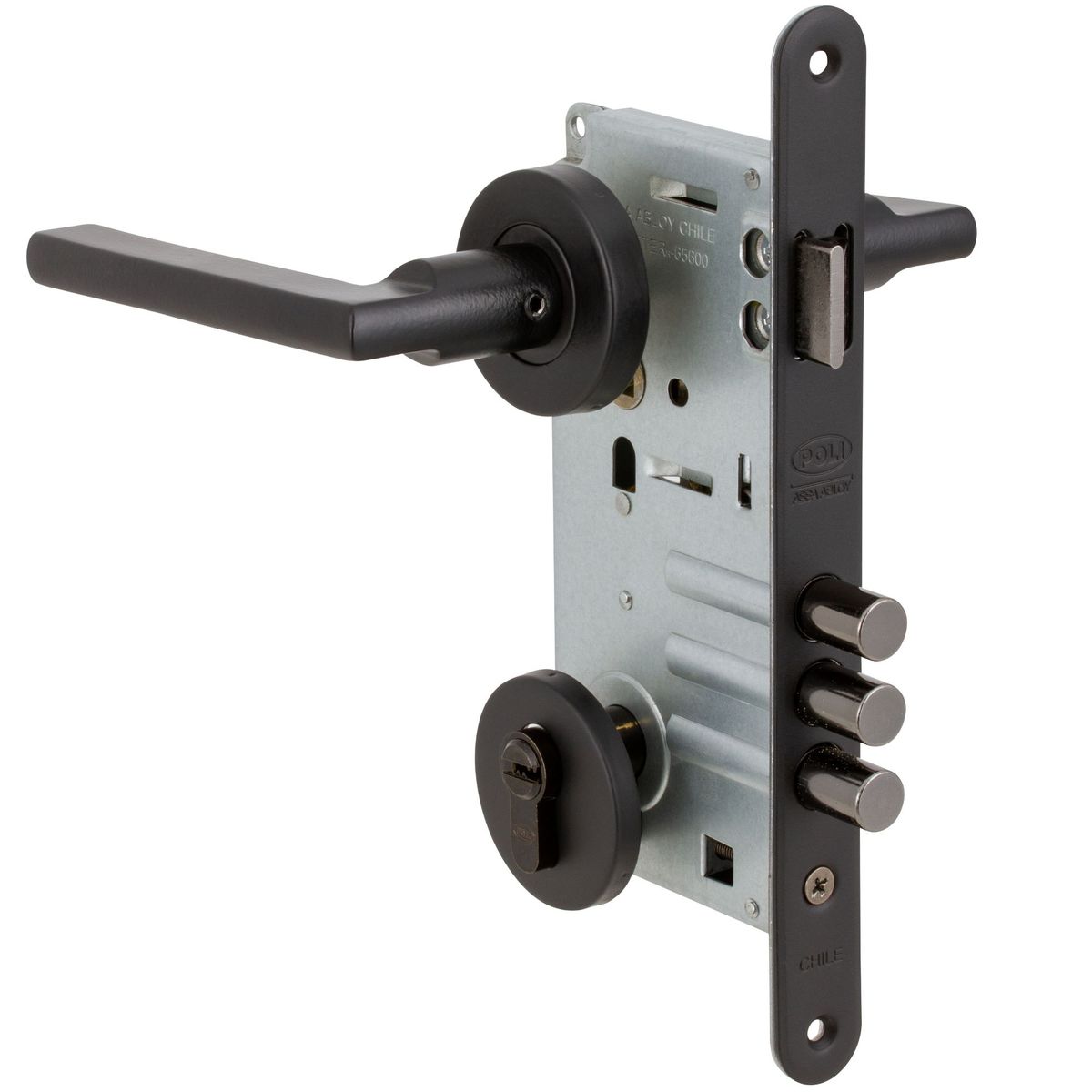 POLI - Cerradura Embutida Milano B60 Oficina Negro