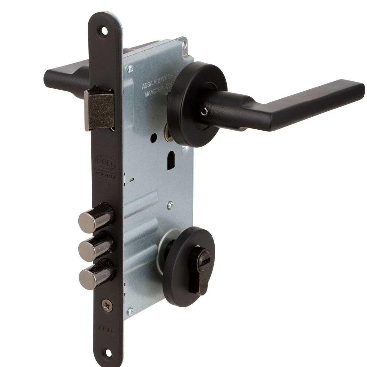 POLI - Cerradura Embutida Milano B60 Oficina Negro