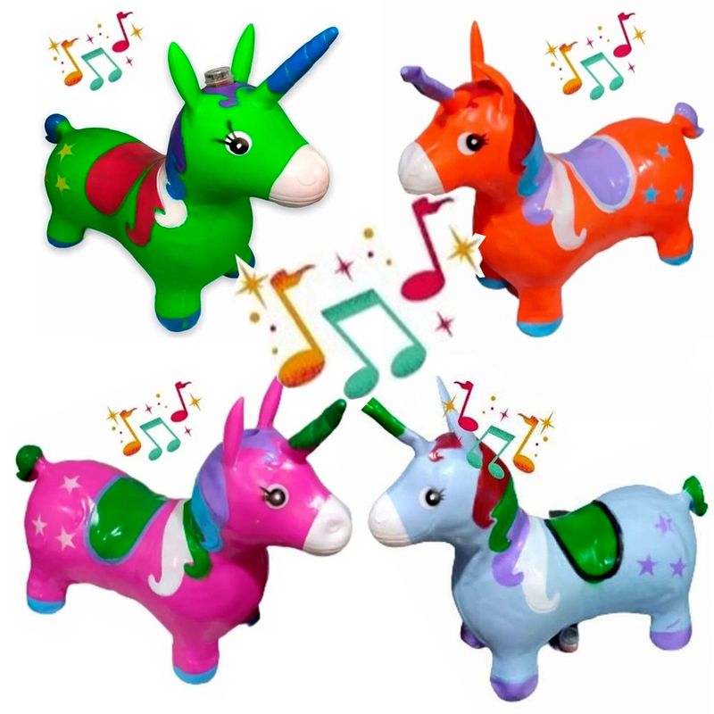 GENERICO - Pony unicornio Saltarín Luz Y Sonidos Niños Didáctico celeste