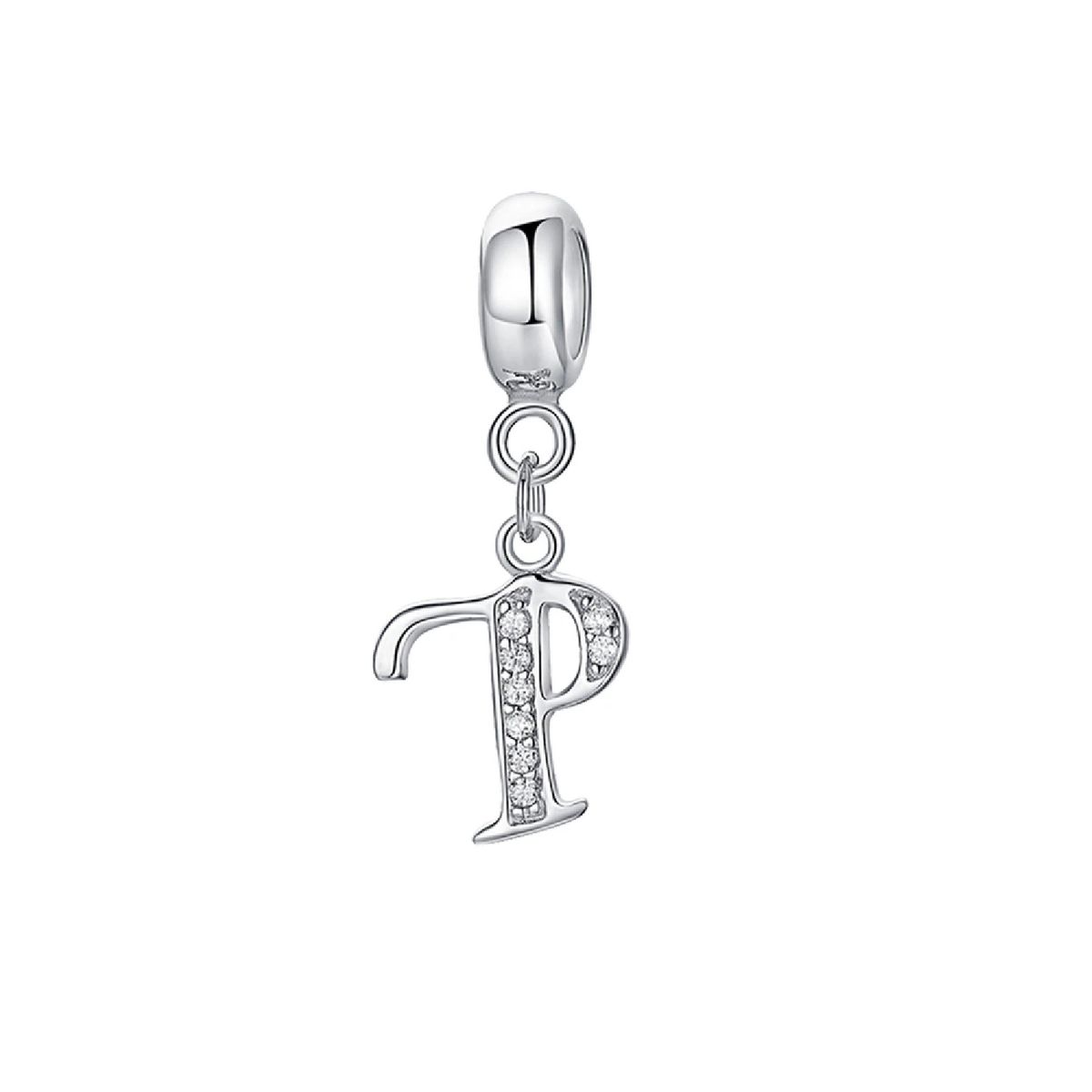 SILVER HEART - Charm Letra P con Circones en Plata Fina 925 SILVER HEART