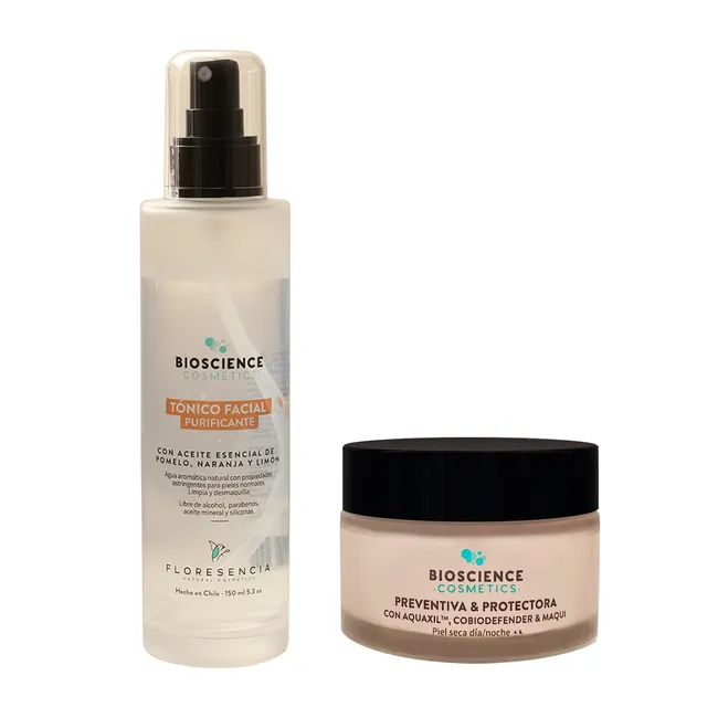 FLORESENCIA NATURAL COSMETICS - CREMA FACIAL ACLARANTE Y TONICO PURIFICANTE