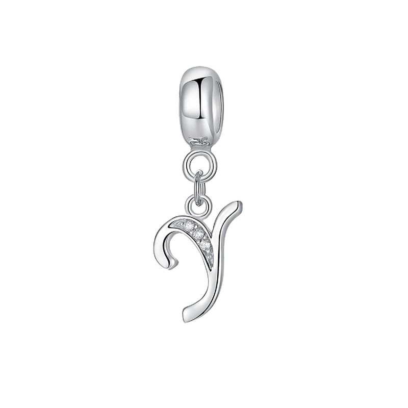 SILVER HEART - Charm Letra Y con Circones en Plata Fina 925 SILVER HEART