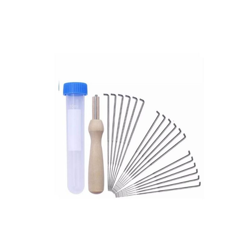 GENERICO - Kit de 18 Agujas de Vellon con Mango de Madera