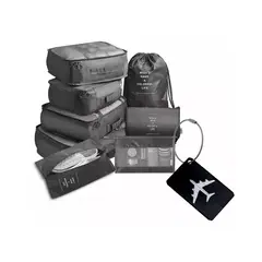 GENERICO - Set 9 Bolsas Organizadoras De Maletas Impermeable Negro