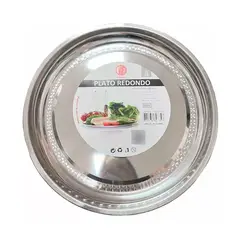 GENERICO - Bandeja Redonda De Acero Inoxidable 34cm