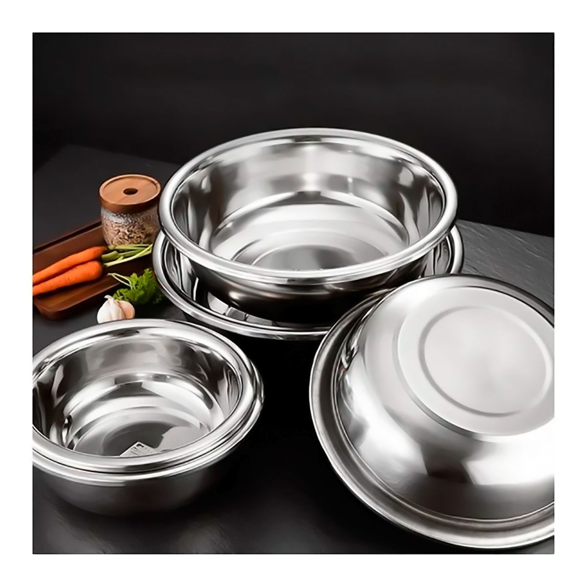 GENERICO - Bowl Cocina Reposteria Ensalada Acero Inox 30 Cm Pack X 3