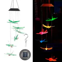 GENERICO - Campana De Viento De Luz Led Solar- Móvil De Espiral Libelula