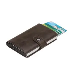 KUANGYE - Billetera Tarjetero Cuero Pu Minimalista Hombre Mujer