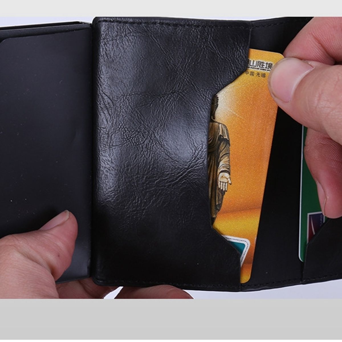 KUANGYE - Billetera Tarjetero Cuero Pu Minimalista Hombre Mujer