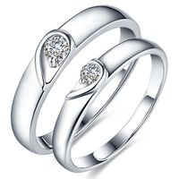 2 Anillos Promesa Bañado en plata Corazon Parejas Compromiso
