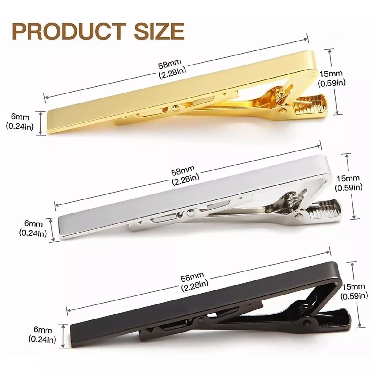 KUANGYE - Pisa Corbata Clip De Corbata Paquete 3 Elegante Metálico