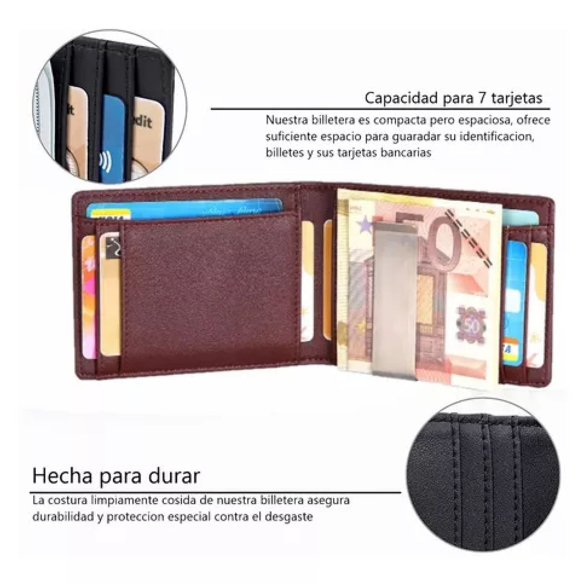 GENERICO - Billetera Cuero Legitimo Tarjetero Hombre Mujer Protección