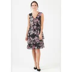 PRIVILEGE - Vestido negro estampado