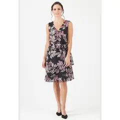 PRIVILEGE - Vestido negro estampado