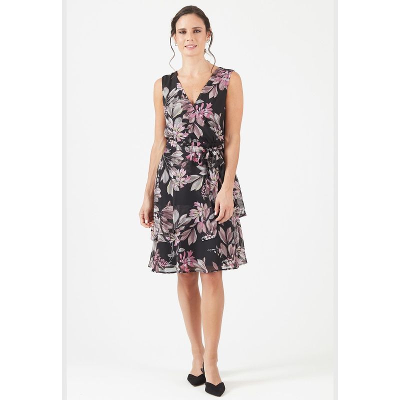 PRIVILEGE - Vestido negro estampado PRIVILEGE
