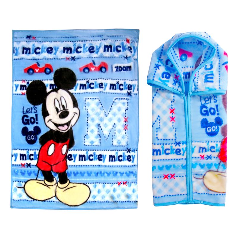 DISNEY - Saco con Broche Bebé Manta Mickey Celeste Disney