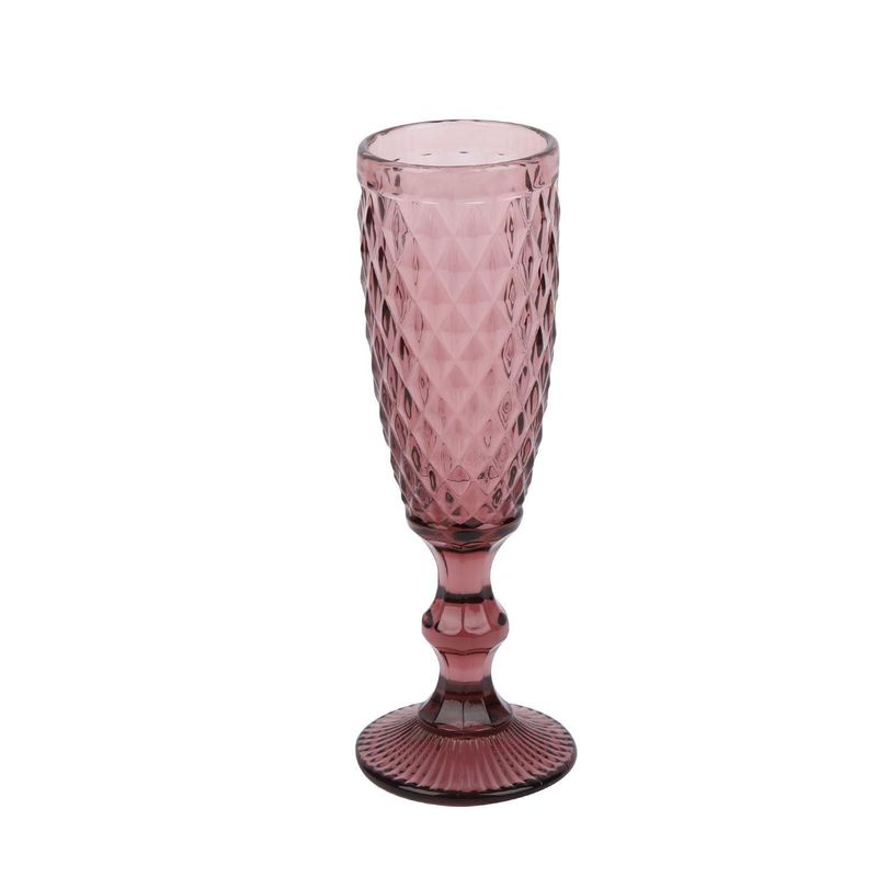 HOMEWELL - Set 6 copas vidrio rosado 160ml HOMEWELL