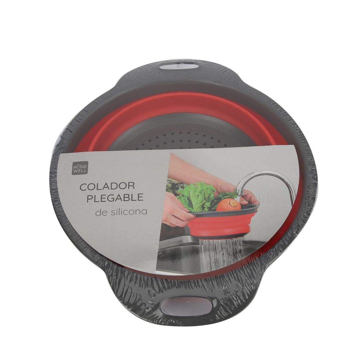 HOMEWELL - Colador Plegable Negro y Rojo HOMEWELL