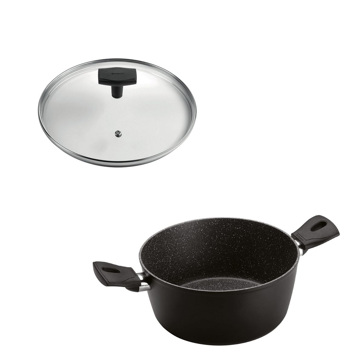GHIDINI - SET Cacerola 20cm Antiadherente Negro con Tapa Daily