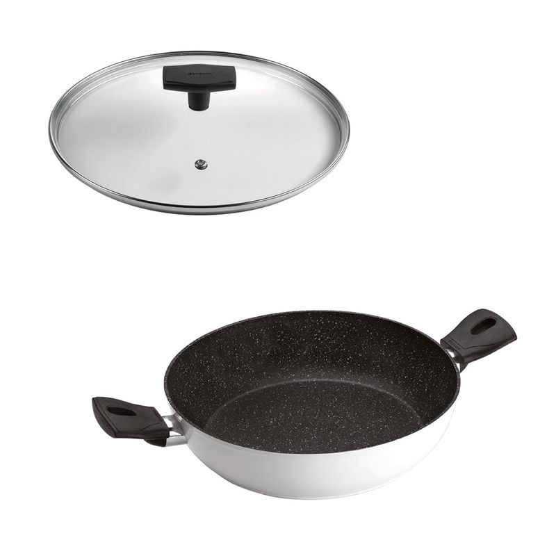 GHIDINI - SET Wok 2 Asas 24cm Antiadherente  con Tapa Daily