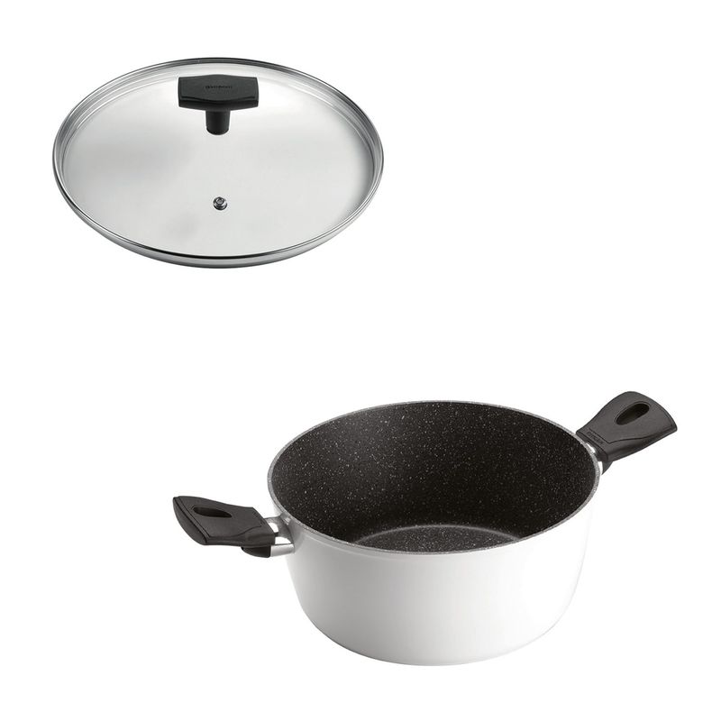 GHIDINI - SET Cacerola 20cm Antiadherente Blanco con Tapa Daily