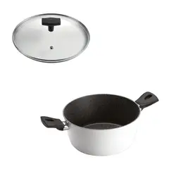 GHIDINI - SET Cacerola 20cm Antiadherente Blanco con Tapa Daily