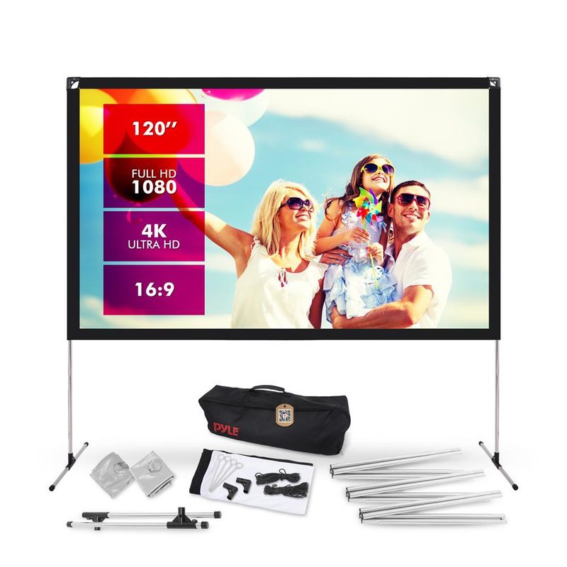 PYLE - Pantalla Telon Para Proyector De 120 Pulgadas Portable Exterior