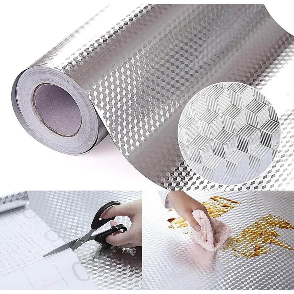 2 Papel Aluminio Autoadhesivo Papel Mural Cocina Laminas 3m, marca PASTELERIUSCL - Foto 2