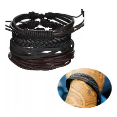 GENERICO - Set Pulseras De Cuero Hombre Brazalete Mujer Pulsera Cuero…