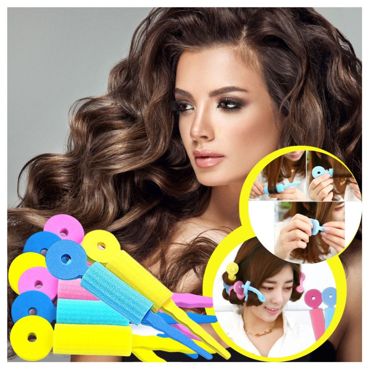 GENERICO - Set de 9 rodillos de esponja suave para rizar el cabello