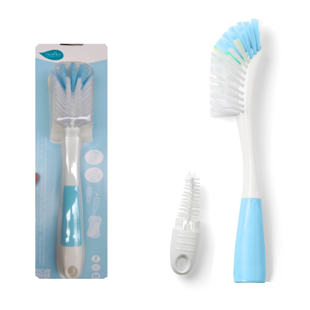 NUVITA - Set 3&1 Limpiadores de Mamadera Azul Nuvita