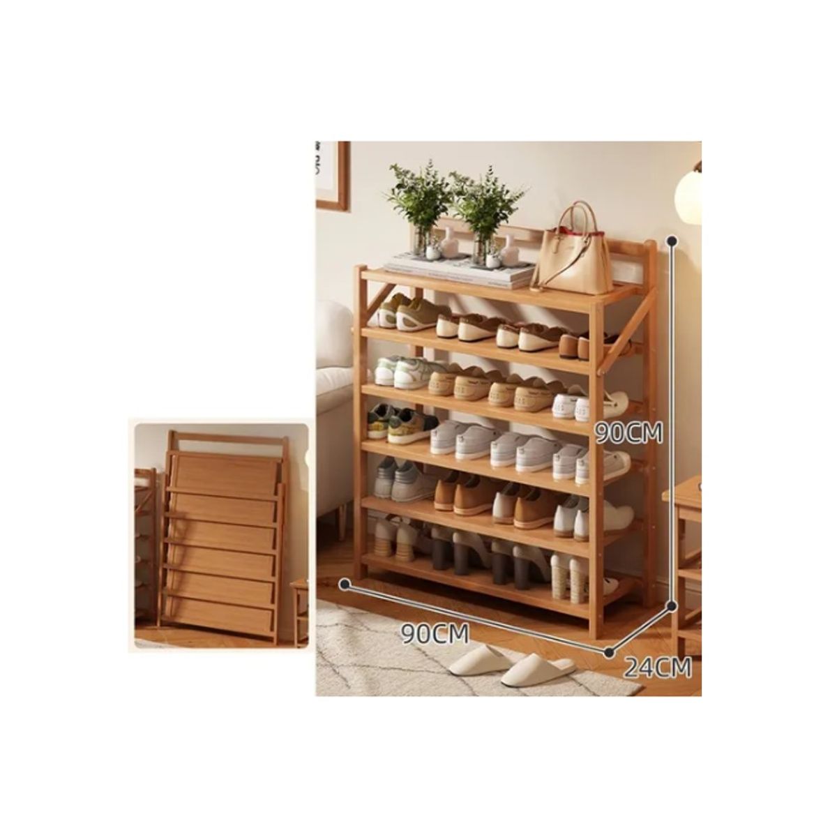 GENERICO - Organizador de Zapatos Plegable Zapatero Bambu