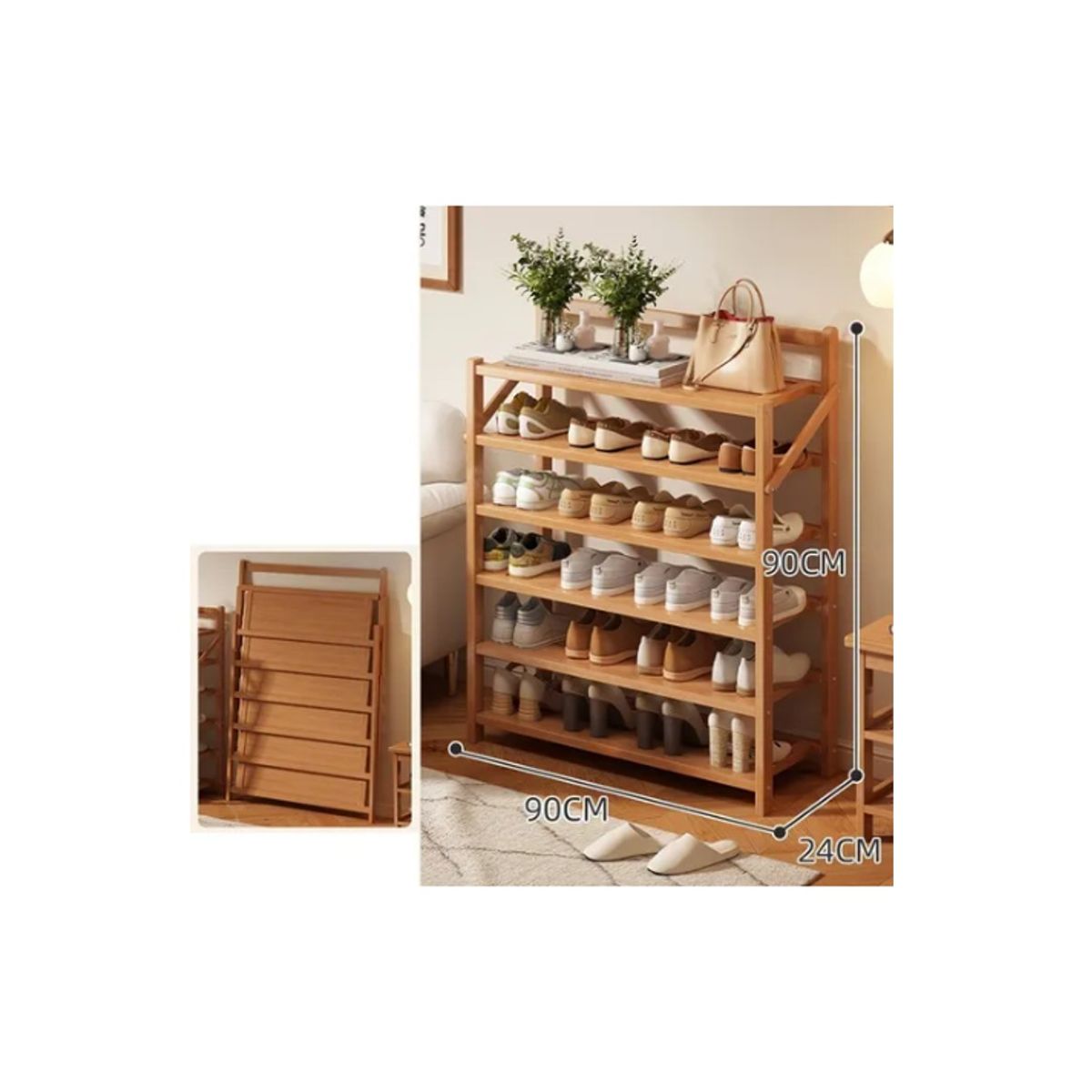 GENERICO - Organizador de Zapatos Plegable Zapatero Bambu