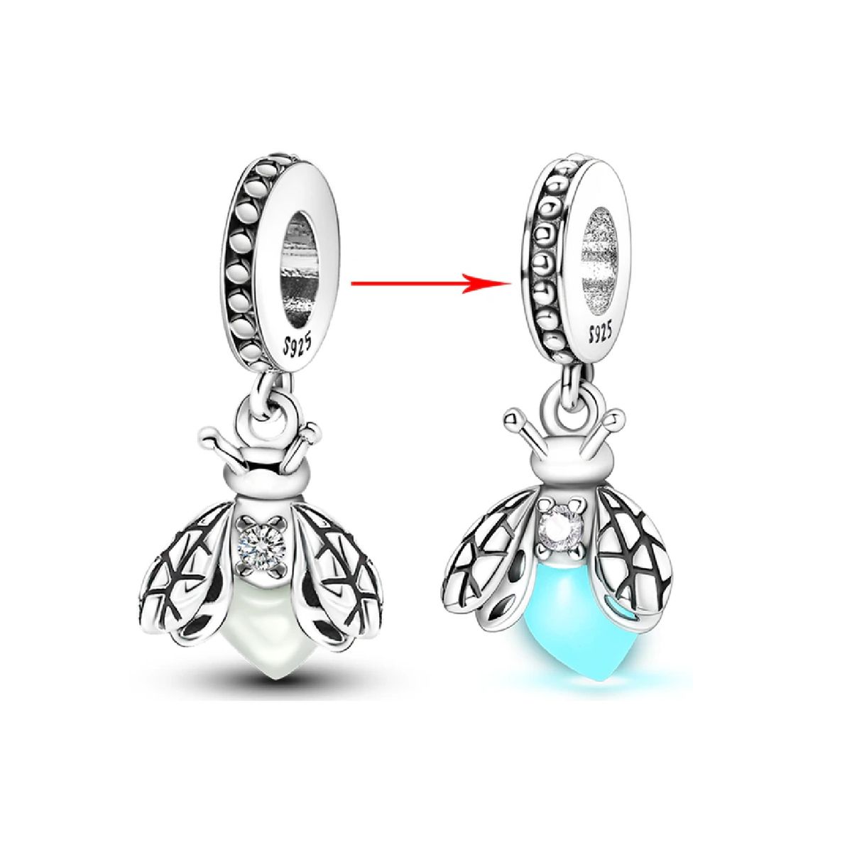 SILVER HEART - Charm Luciérnaga Misteriosa en Plata Fina 925 SILVER HEART