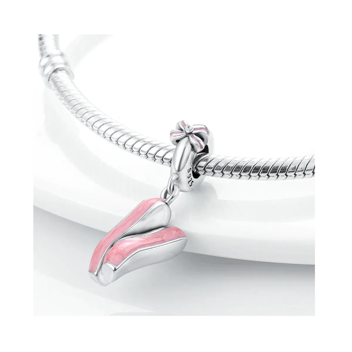 SILVER HEART - Charm Zapatillas de Ballet en Plata Fina 925 SILVER HEART