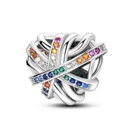 Charm Corazón de Lazos Coloridos en Plata Fina 925