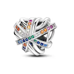 SILVER HEART - Charm Corazón de Lazos Coloridos en Plata Fina 925