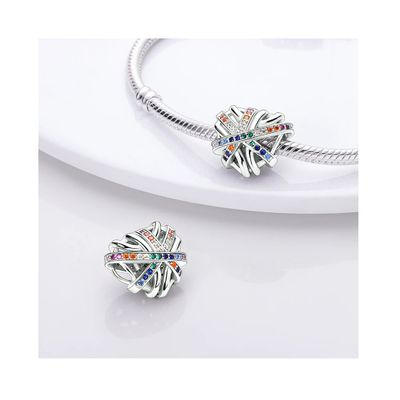 Imagen 2 del producto Charm Corazón de Lazos Coloridos en Plata Fina 925